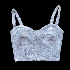 NWT-TILLYS-FULL TILT-WHITE EYELET CORSET TOP-SIZE XXS